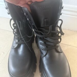 Prada Black Lace-Up Boots